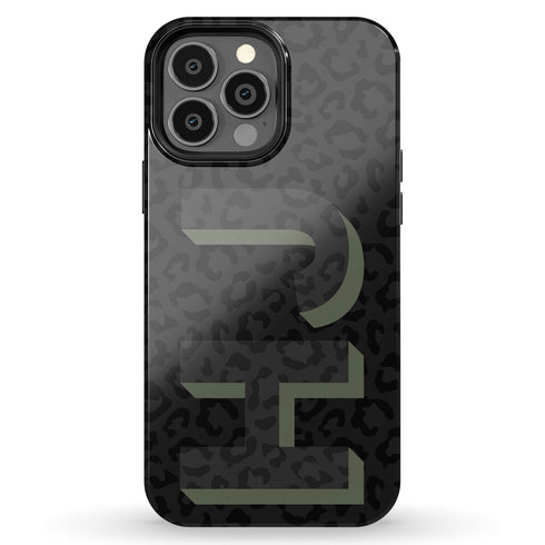 3D Initials Dark Leopard iPhone Case - Vertical